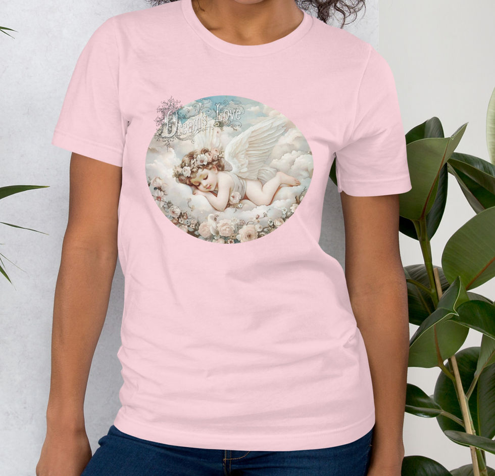 Thumbnail: Romantic Wearable Art Angel T-shirt Shabby Chic Cherub Art, Artistic Tee