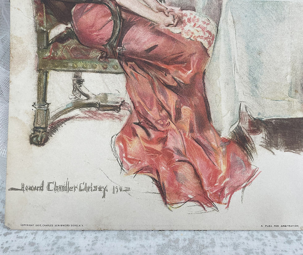 Thumbnail: Antique Howard Chandler Christy Art Print Elegant Family Dinner Party