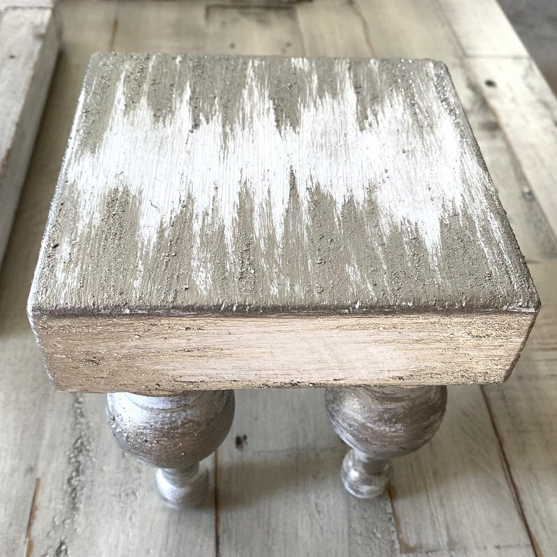 Thumbnail: Silver and White Shabby Wood Stand Riser Christmas Holiday Chic Décor
