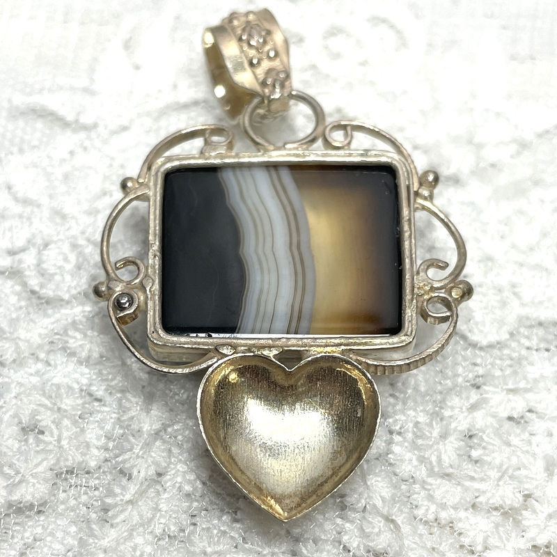 Thumbnail: Vintage Solomon Agate Pendant, Sterling Silver, Spiritual Power Jewelry