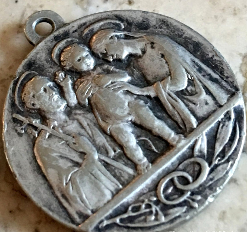Thumbnail: Vintage Holy Family  Art Medal Saint Joseph Virgin Mary Jesus Catholic Faith