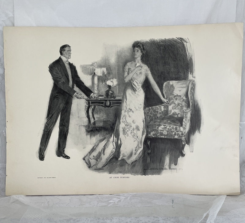 1902 Vintage Howard Chandler Christy Art Print, Romance, Edwardian Woman