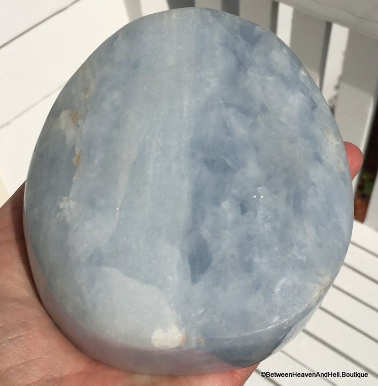 Thumbnail: 4.5" Large Blue Calcite Gemstone Bowl Peaceful Energy Transmitter - 1.5LB