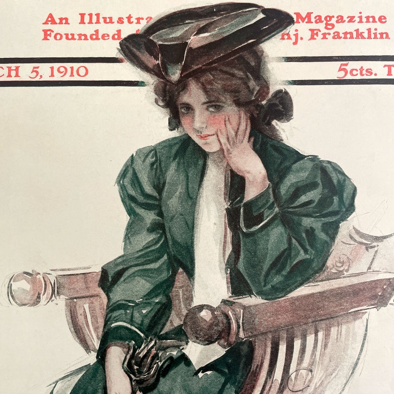 Thumbnail: Vintage Harrison Fisher Cover Art 1910 Saturday Evening Post Magazine