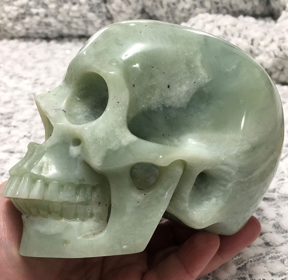 Thumbnail: Large Realistic Jade Crystal Skull, Home Blessings Sculpture, Prosperity Harmony
