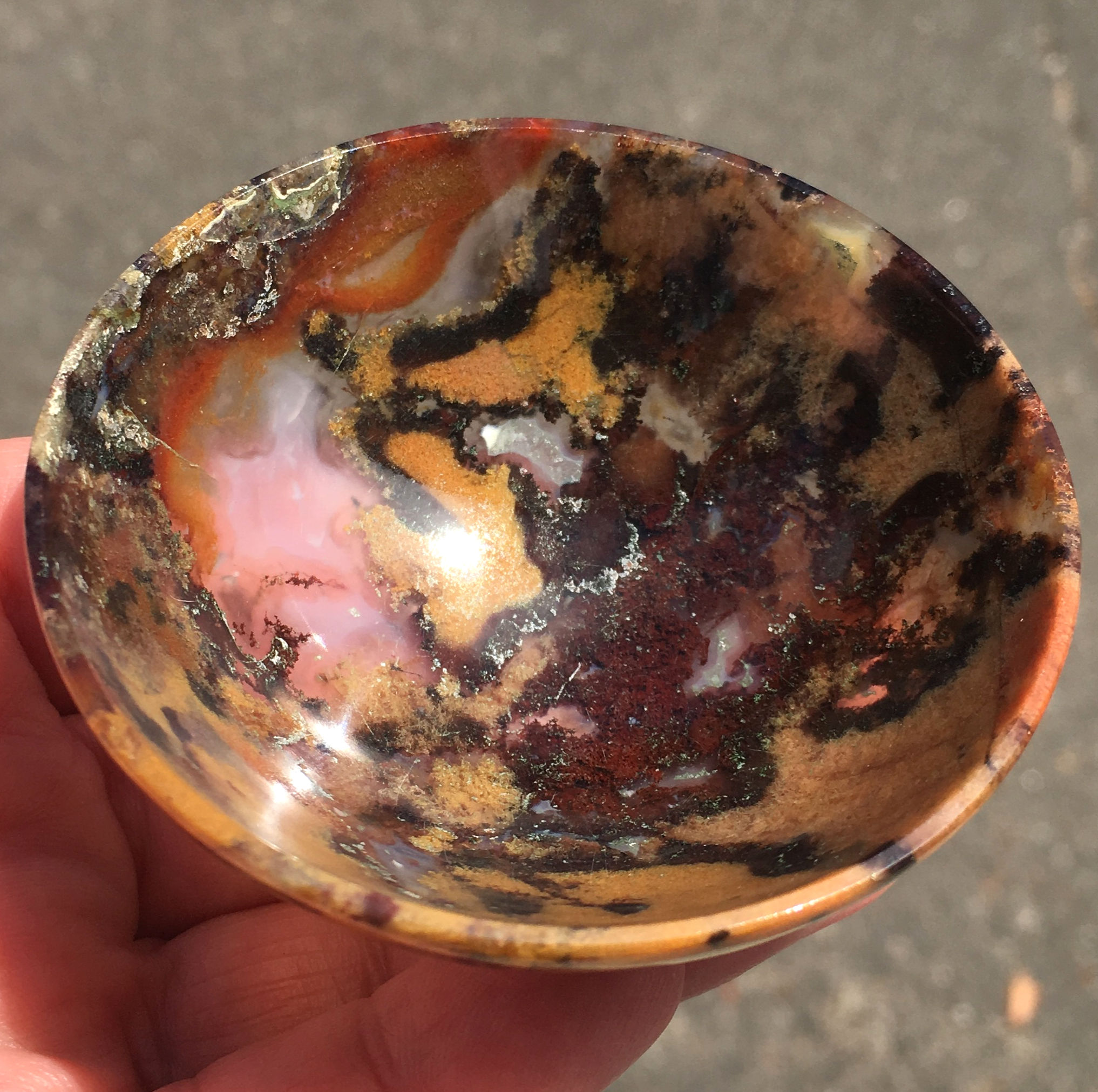 Colorful Gemstone Bowl, Gold and Red Moss Agate, Abundance of Blessings