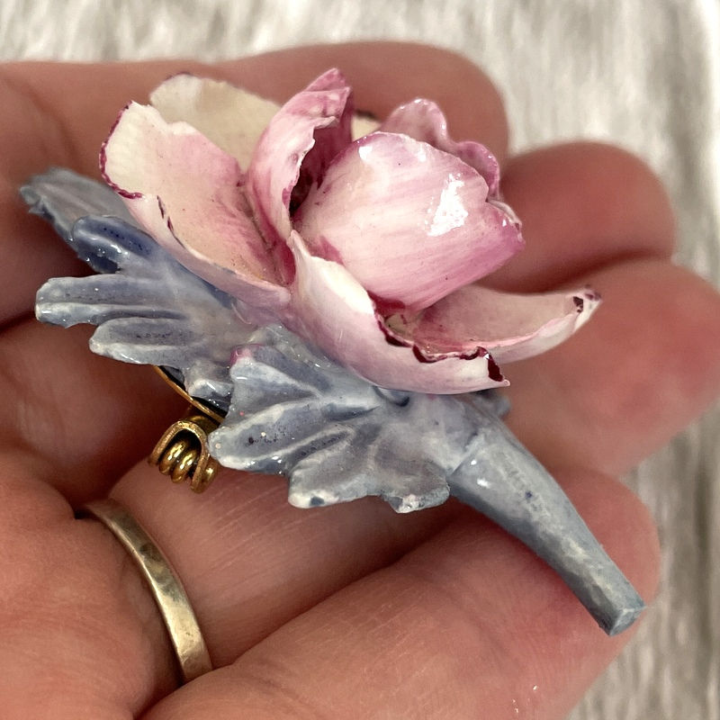 Thumbnail: Vintage Pink Flower Brooch, Retro Jewelry, Made in England Floral Pin