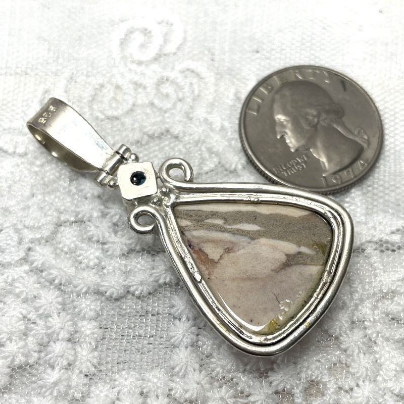 Thumbnail: Vintage Tan Zebra Jasper Pendant, Sterling Silver Gemstone Jewelry