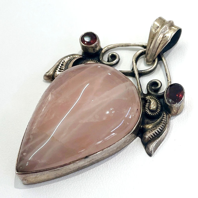 Thumbnail: Artistic Pink Morganite Pendant, Spiritual Growth, Silver Art Jewelry