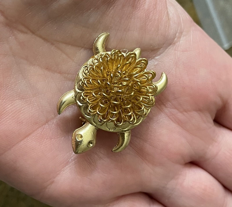 Thumbnail: Vintage 1970's Turtle Brooch Fun Figural Costume Jewelry Pin