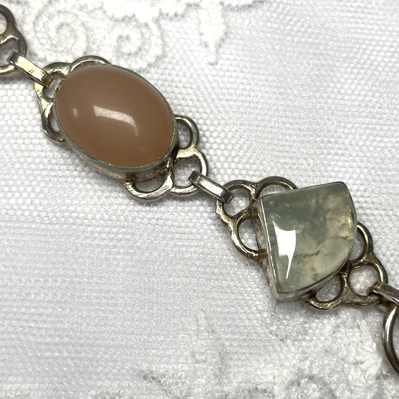 Thumbnail: Chalcedony and Prehnite Bracelet, Vintage Gemstone Jewelry