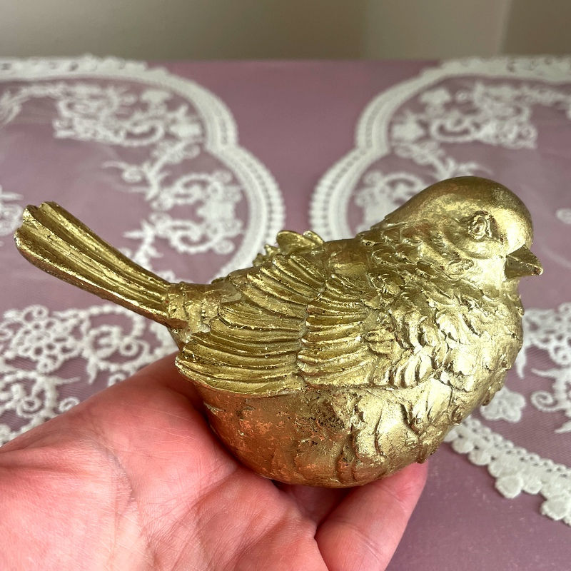Thumbnail: Gold Bird Figurine, Shabby French Country Bird Statue, Bird Lover Shelf Decor