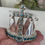 Miniatura: Turquoise Rhinestone Statue Crown Silver Blue Cross Jeweled Embellished Crown