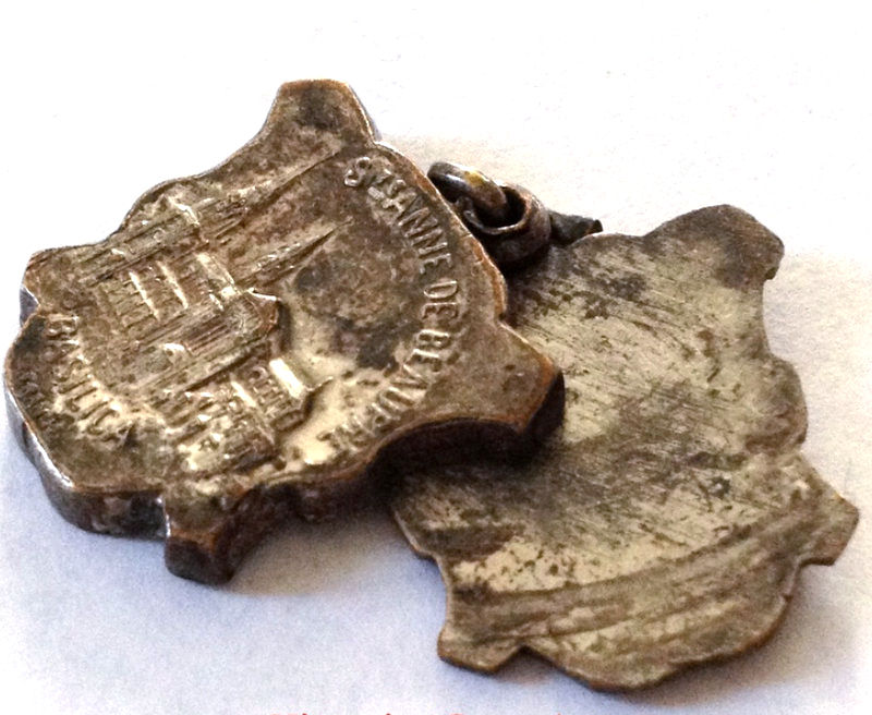 Thumbnail: Vintage French Relic, Saint Anne Virgin Mary Holy Medal, Slide Pendant