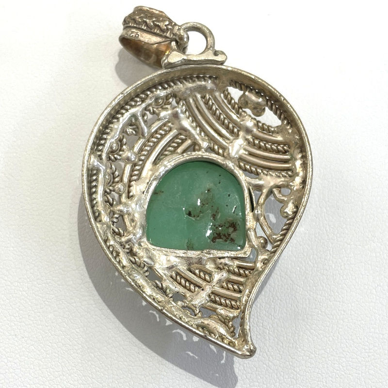 Thumbnail: Big Minty Chrysoprase Pendant Sterling Silver