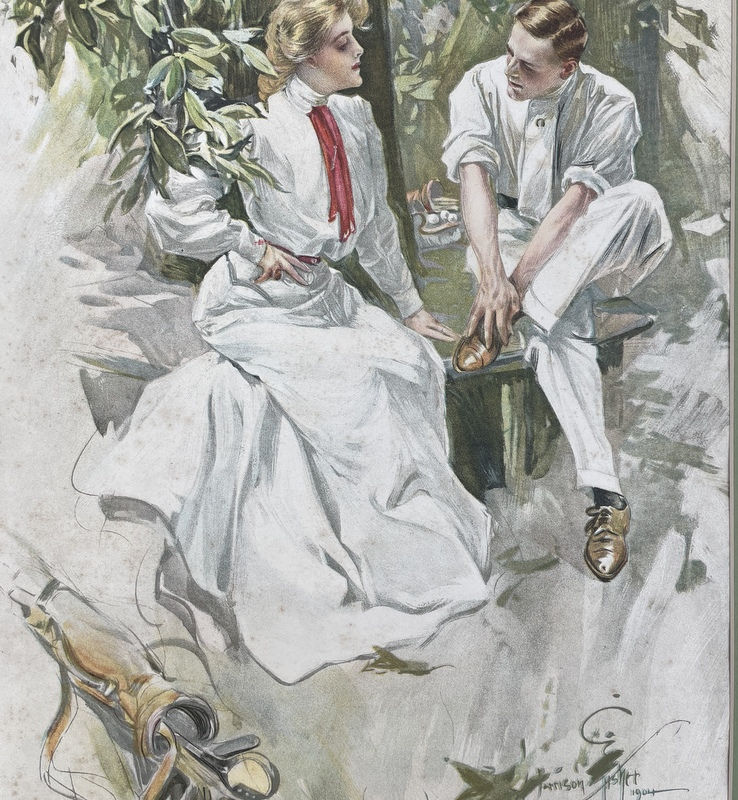 Thumbnail: 1905 Vintage Harrison Fisher Art Print, Match Play, Golf, Golfing Lithograph