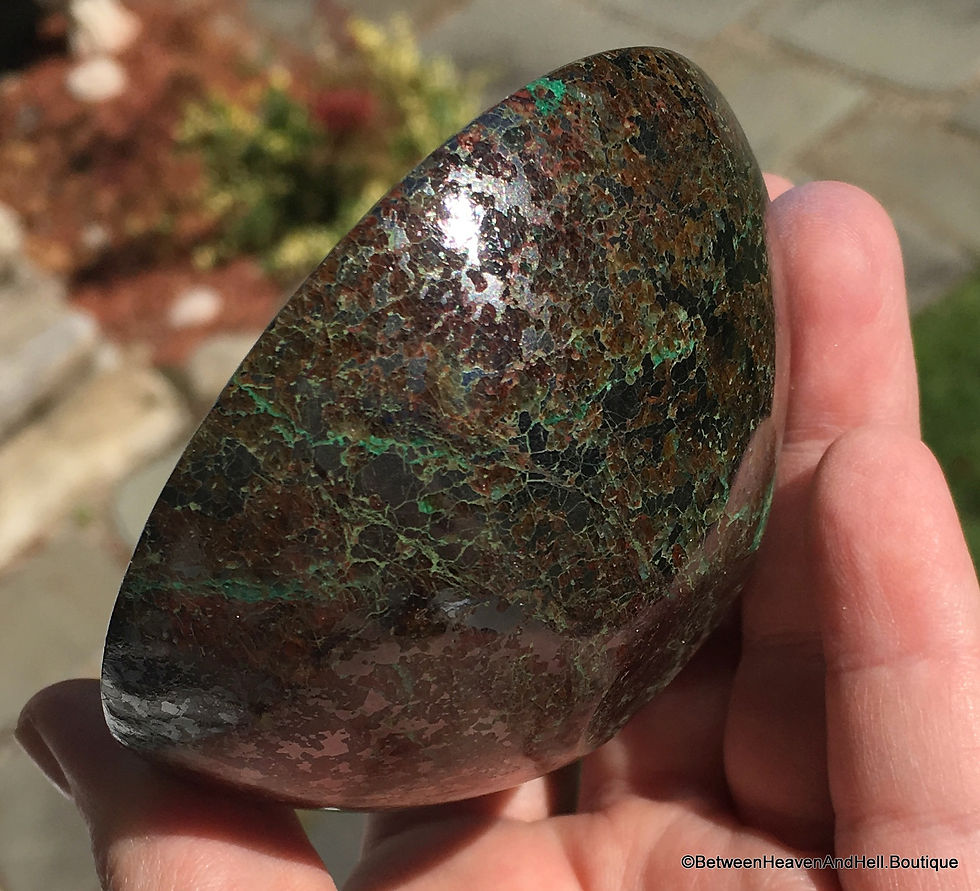Thumbnail: Rare 3" Tenorite Chrysocolla BOWL Cuprite COVELLITE Melaconite Karma Clearing