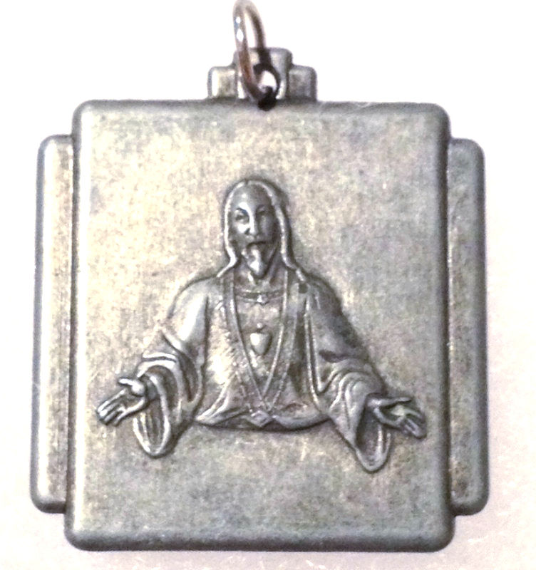 Vintage Religious Jewelry: Sacred Heart Of Jesus Medal, Catholic Pendant