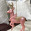 Miniatura: Vintage Pink Reindeer Ornament w/ Gold Glitter Shabby Christmas Gifts