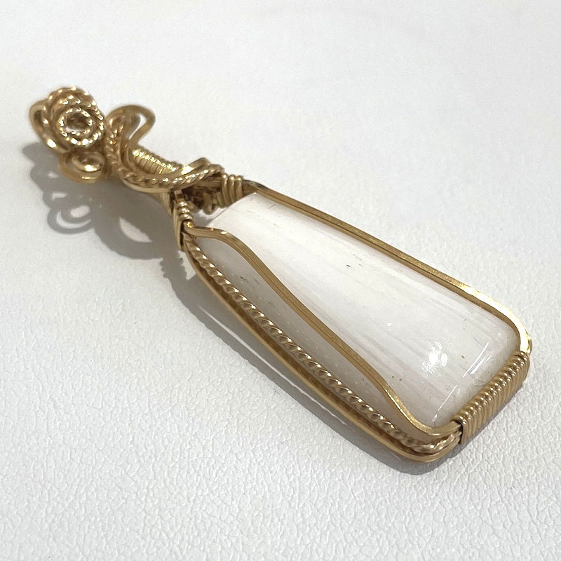 Thumbnail: 14k Gold filled Scolecite Pendant, Wire Wrapped, handcrafted Jewelry
