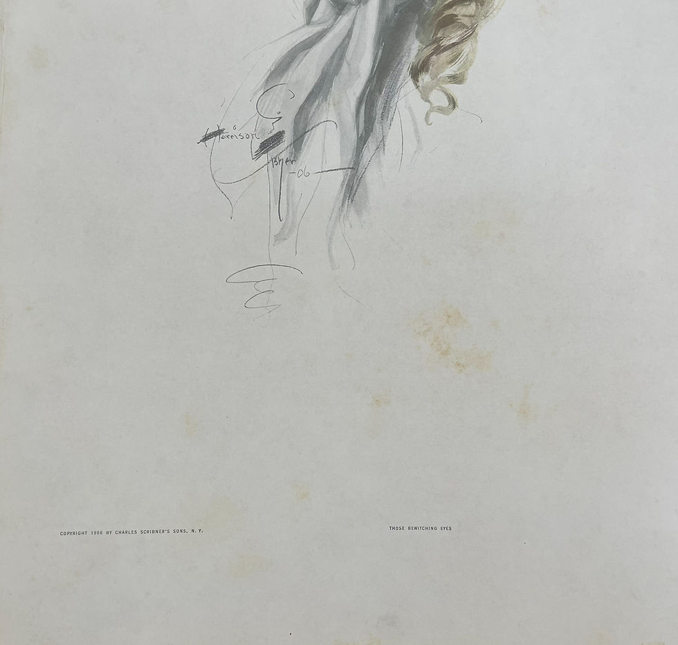 Thumbnail: Vintage Harrison Fisher Art Print Bewitching Eyes, Edwardian Woman, Antique Art