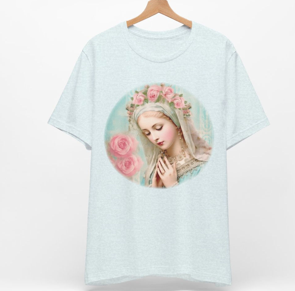 Thumbnail: Virgin Mary T-Shirt Shabby French Madonna Ave Maria Art Tee Catholic Faith Gifts