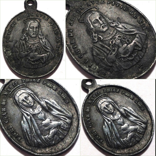 Vintage Religious Scapular Medal: Sacred Heart Jesus Christ Virgin Mary ...