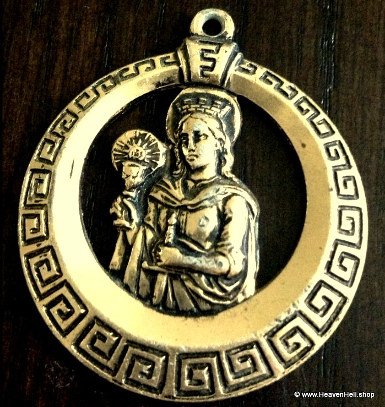 Vintage Saint Barbara Medal, Catholic Patron Saint Pendant, Religious Jewelry