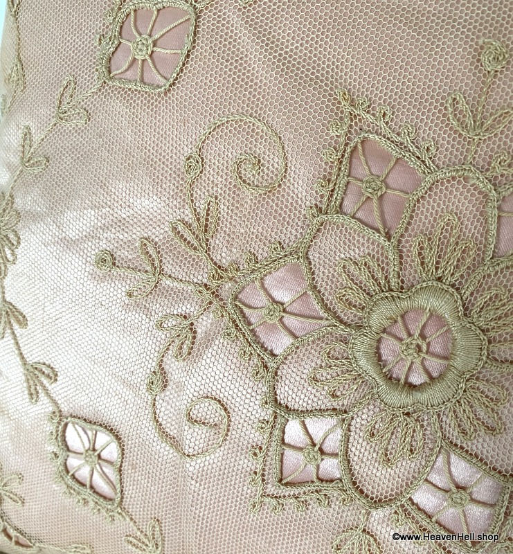 Thumbnail: Shabby Antique Lace Decorative Throw Pillow Peach Pink Feather Pillow