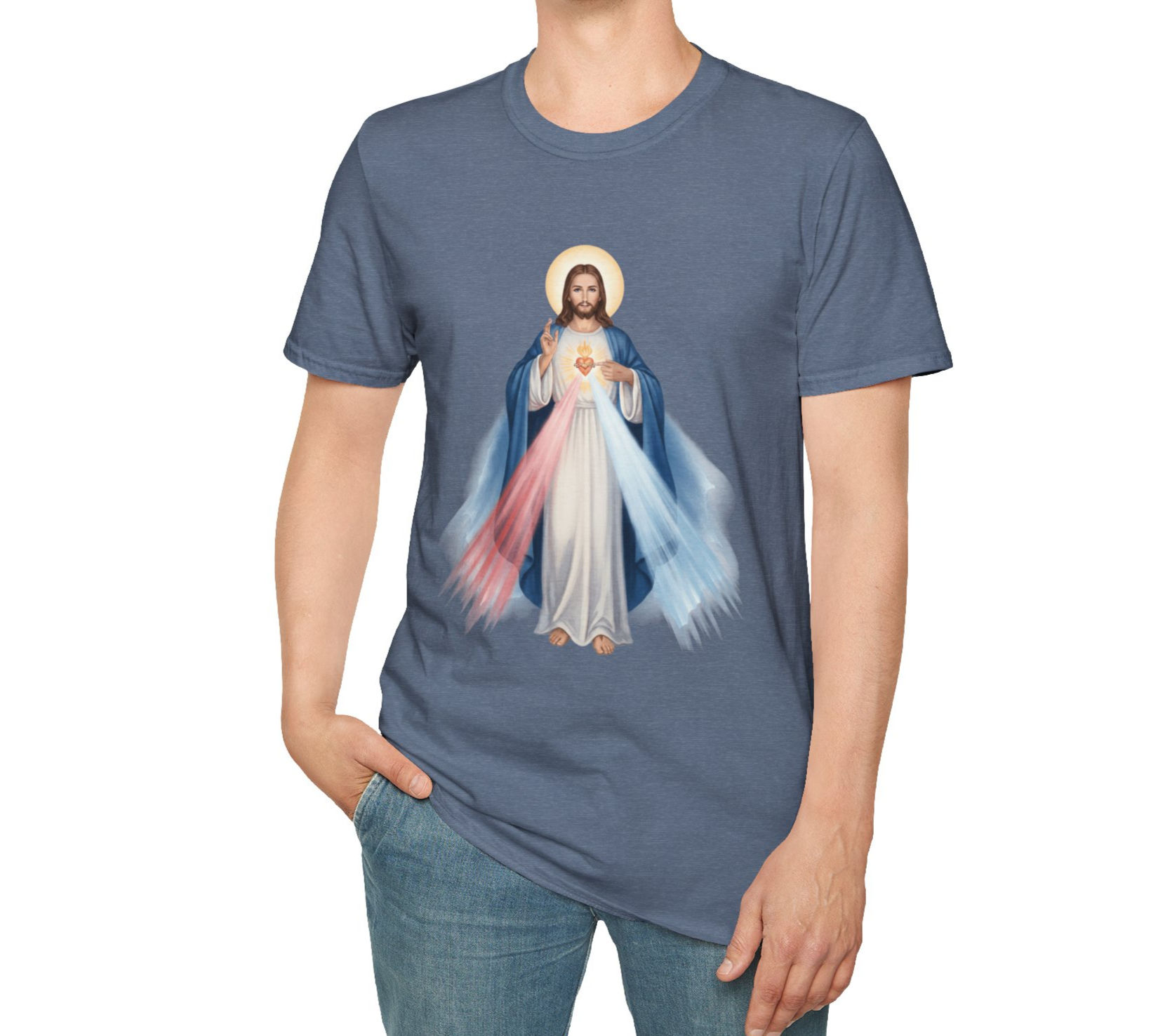 Jesus Divine Mercy T-Shirt - Christian Faith, Sacred Heart Wearable Art Tee