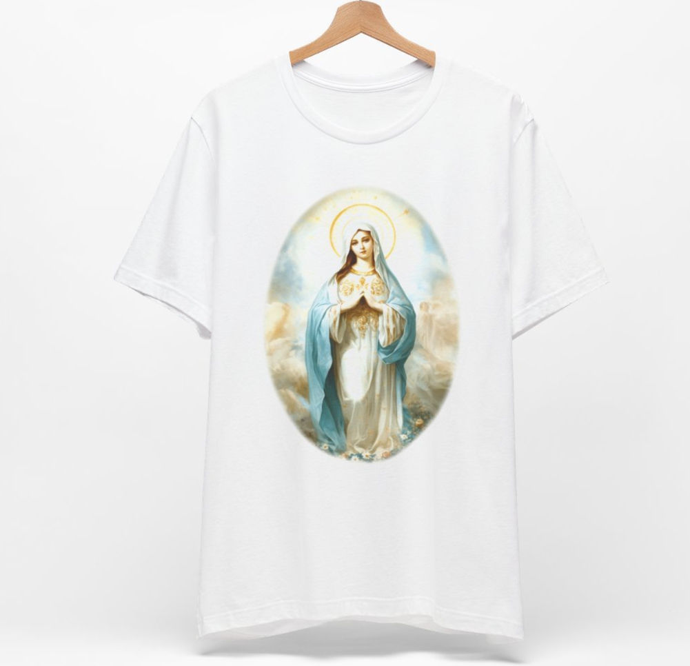 Copy of Virgin Mary T-Shirt Ave Maria Religious Faith Art Tee Catholic Gifts