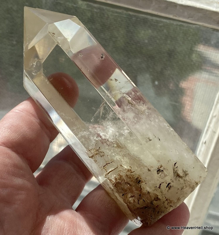 Thumbnail: 4" Water Clear Citrine Point Generator Key Crystal - Abundance, Channeling, Joy
