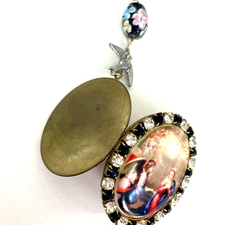 Thumbnail: Prayer Locket, Archangel St. Gabriel, Virgin Mary Annunciation, Shrine Pendant