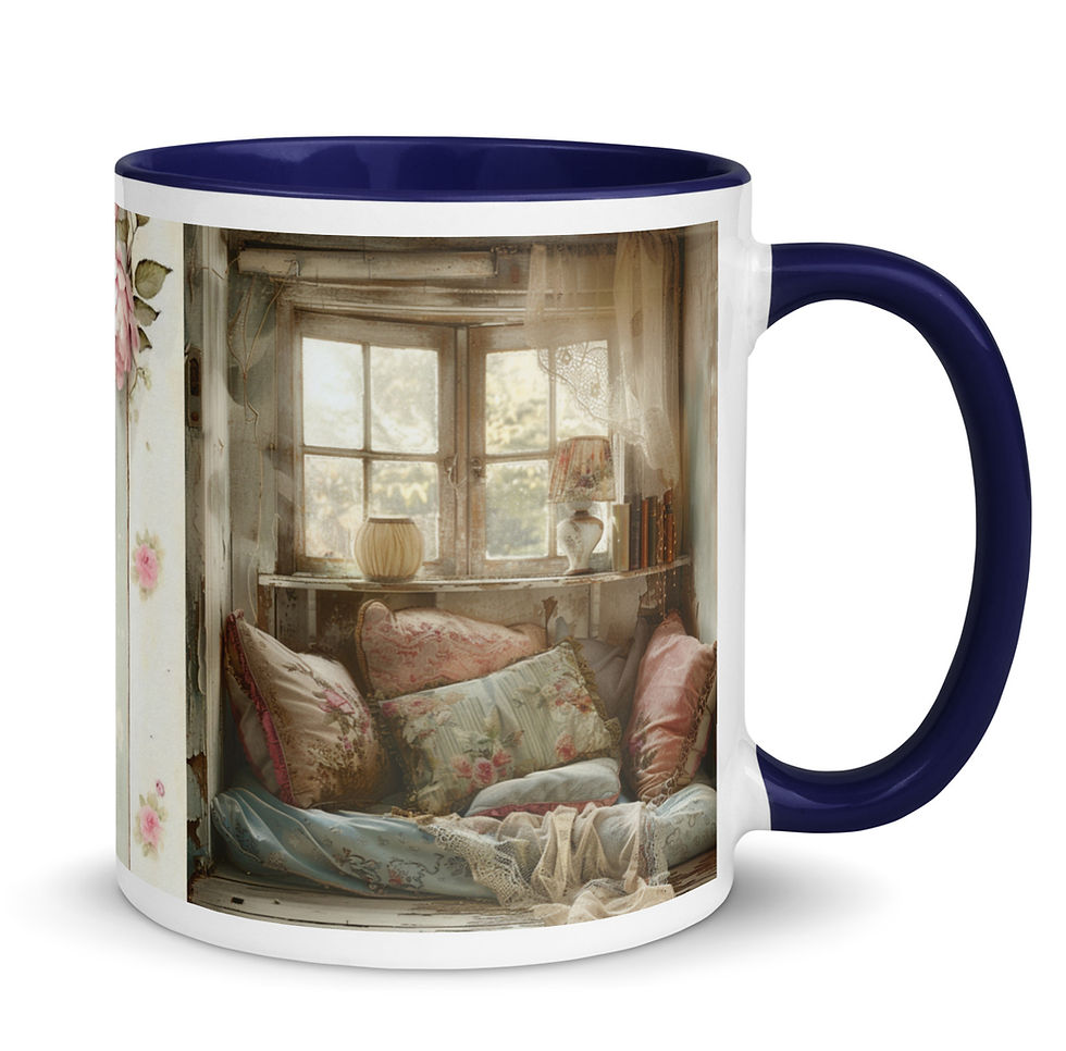 Thumbnail: Shabby Book Lover Art Coffee Mug, Cozy Reading Themed Art on Gifts