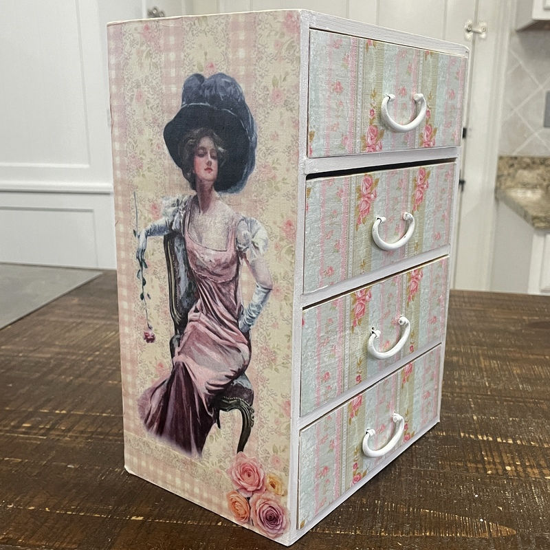 Thumbnail: Harrison Fisher Art Wood Organizer, Shabby Chic Artistic Drawer Cabinet