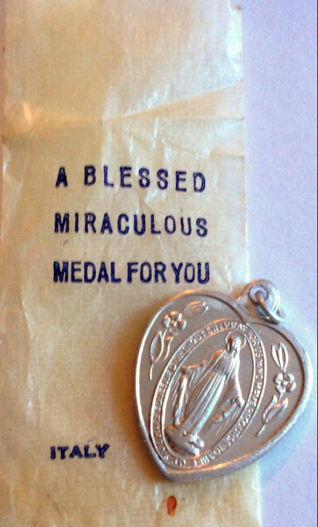 Thumbnail: Vintage Blessed Miraculous Medal, Virgin Mary, Our Lady of Grace Charm Pendant