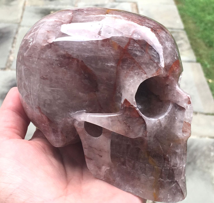 Thumbnail: Large Mitchell-Hedges Fire Quartz Crystal skull, Harlequin Quartz Skull