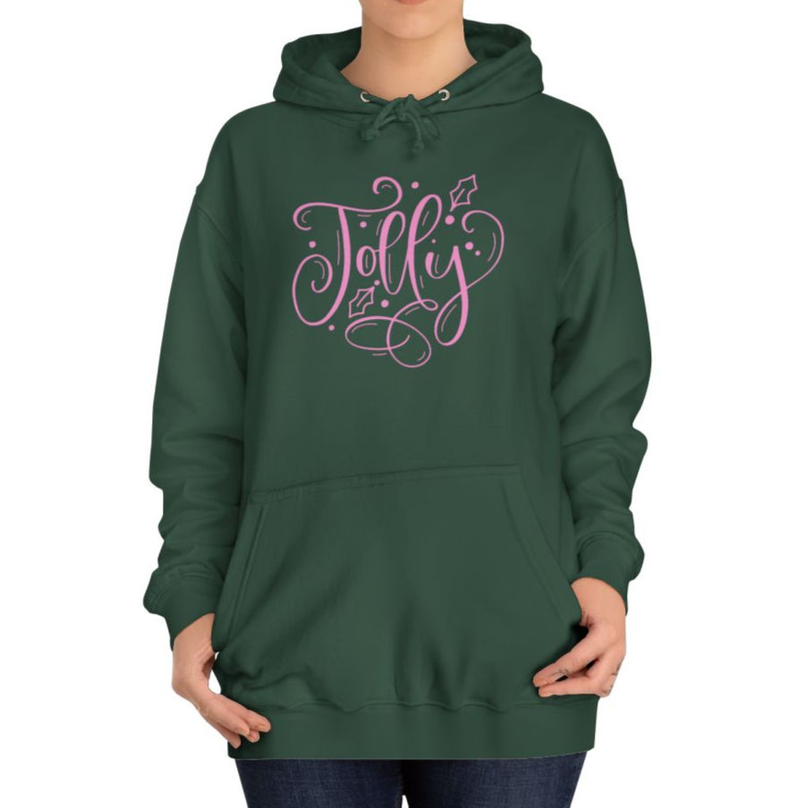 Thumbnail: Pink Jolly Hoodie Christmas Sweatshirt w/ Pockets Winter Fall Apparel 