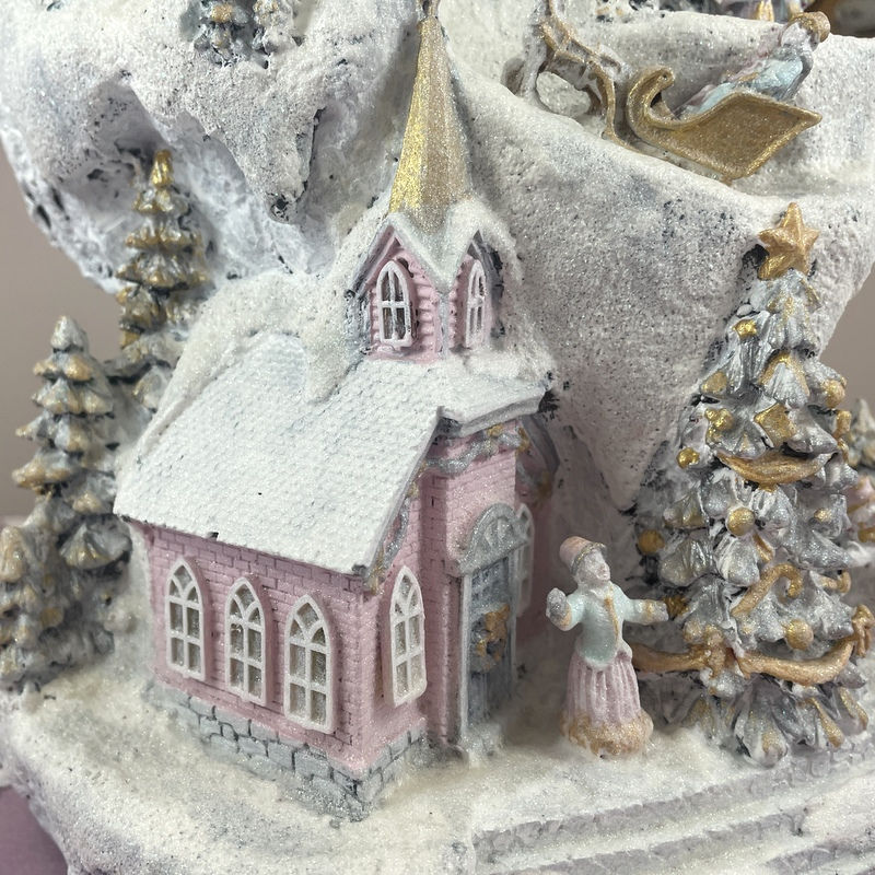 Thumbnail: Vintage Shabby Chic Snowy Christmas Village, Retro Decoration, Mountain Village
