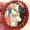 Miniatura: Wearable Art Harrison Fisher Locket, Vintage Cameo Red Rhinestone Pendant