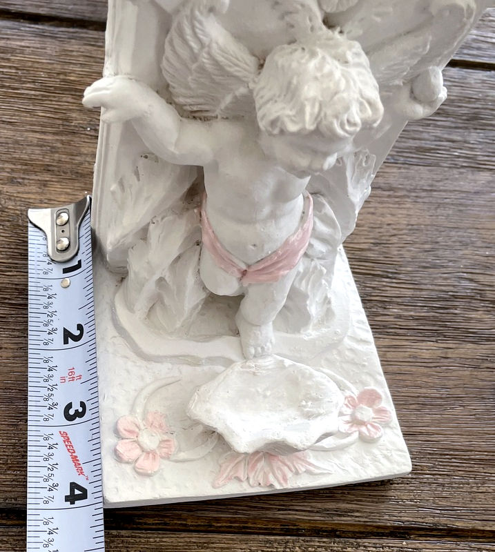 Thumbnail: Shabby Pink and White Plaster Cherub Statue, Victorian Angel, Home Decor