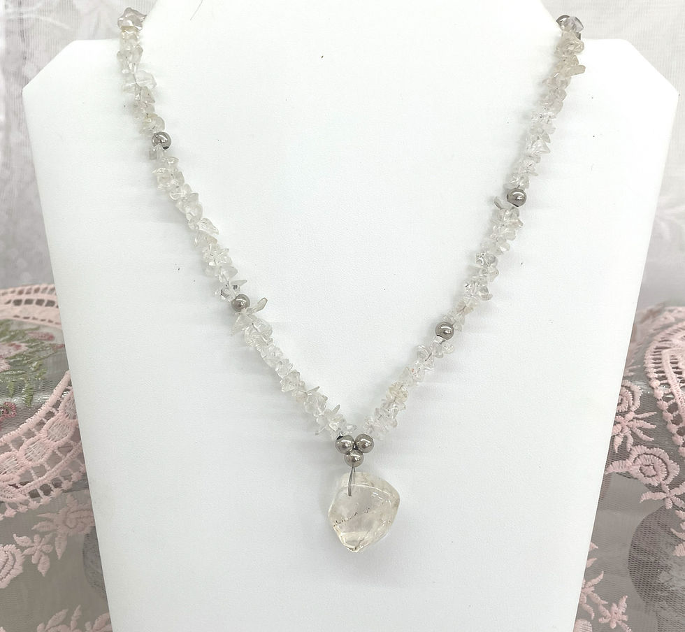 Thumbnail: Spiritual Jewelry, Clear Quartz Crystal Necklace High Vibration Handmade Jewelry