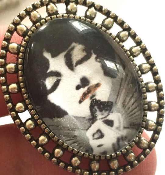 Thumbnail: The Butterfly Wearable Art Ring, Metaphysical Statement Jewelry, Glitter Cameo