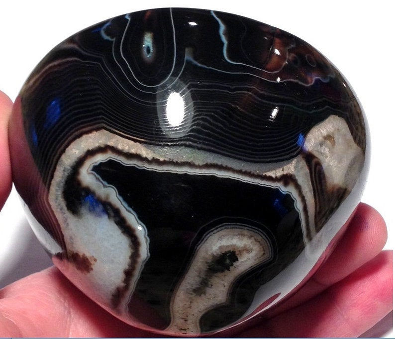 Thumbnail: Solomon Agate Gemstone Bowl - Sardonyx, Quartz, Black onyx, Carnelian