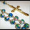 Miniatura: Blue Cloisonne Rosary Beads Gold Crucifix Catholic Christian Gifts