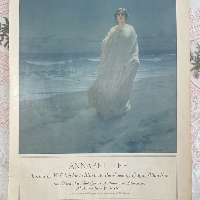 Thumbnail: Vintage W. L. Taylor Annabel Lee Illustration, Edgar Allan Poe Poem