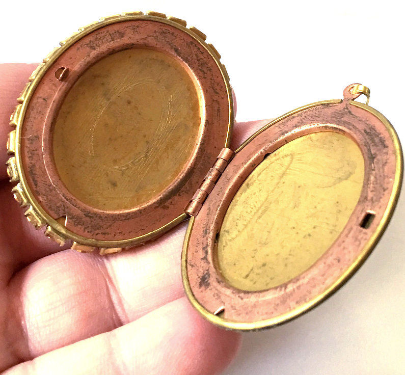 Thumbnail: Vintage Edwardian Winter Woman Locket, Red Rhinestone Cameo Necklace, Jewelry