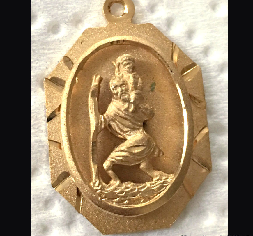 Religious Faith Jewelry: Vintage 14k Gf St Christopher Medal Pendant, Men Ladies