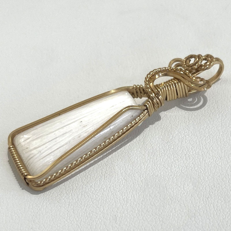 Thumbnail: 14k Gold filled Scolecite Pendant, Wire Wrapped, handcrafted Jewelry