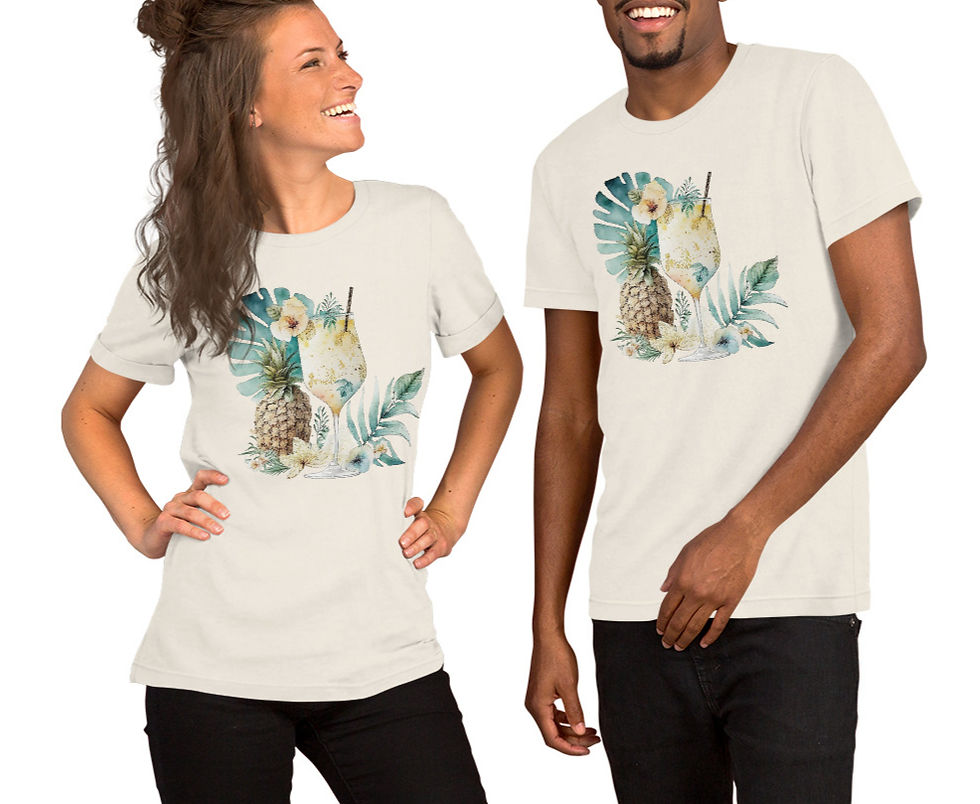 Thumbnail: Artistic T-Shirt, Cocktails Theme Fruity Drinks, Expressive Wearable Art Tee